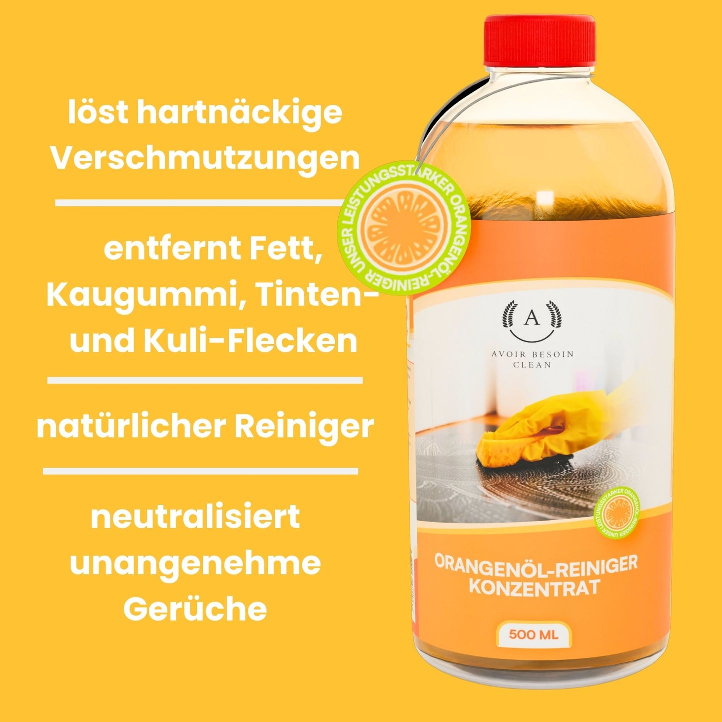 Orangenöl Reiniger Konzentrat 500 ml – Natürlicher Allzweckreiniger für Haushalt, Garten & Werkstatt