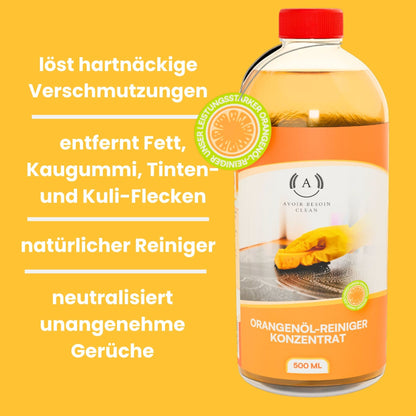 Orangenöl Reiniger Konzentrat 500 ml – Natürlicher Allzweckreiniger für Haushalt, Garten & Werkstatt