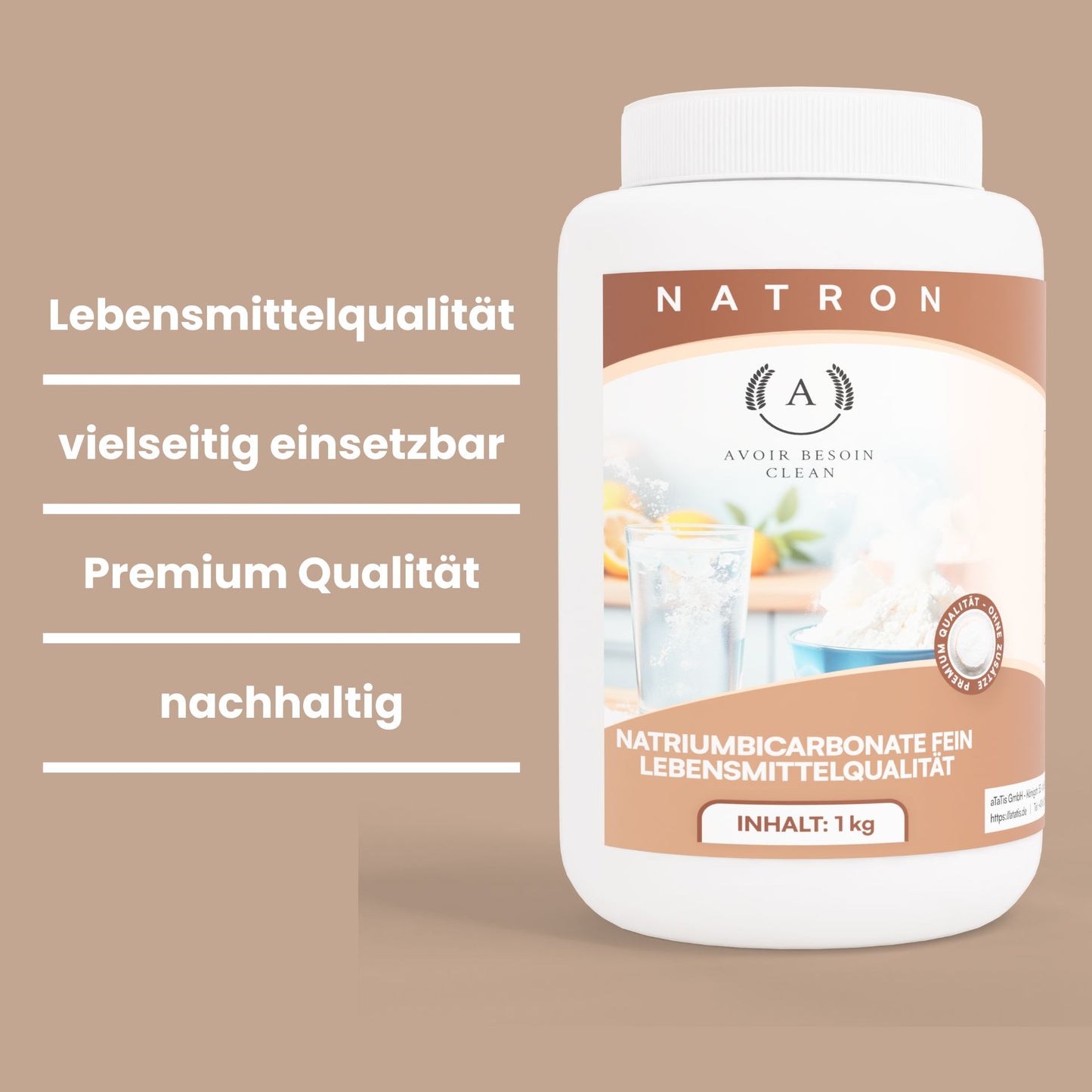 1x Zitronensäure Pulver 1kg + 2x Natron Pulver 1kg - Natürliche Haushaltsreiniger in Lebensmittelqualität