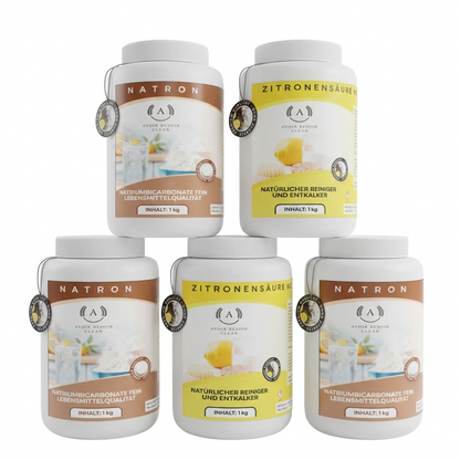 5kg Öko-Reinigungsset: 2x Zitronensäure & 3x Natron (Lebensmittelqualität) – Natürlicher Kalklöser & Allzweckreiniger